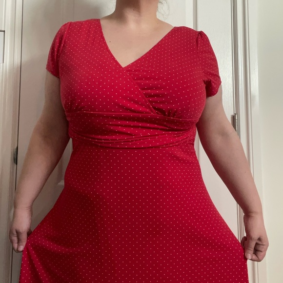 Red Polka Dot Wrap Dress - Picture 8 of 8